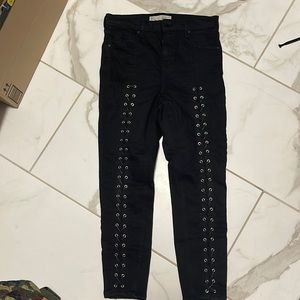 Top shop Jamie moto jeans with cris cross laced front detail. Worn once.